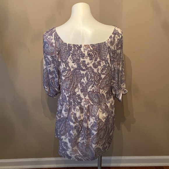 EST. 1946 Purple Pink Pastel Paisley Smocked Peplum Square Neck Top Size 18/20 - Picture 4 of 6